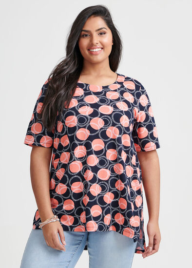 Plus Size Cotton Graphic Spot Top