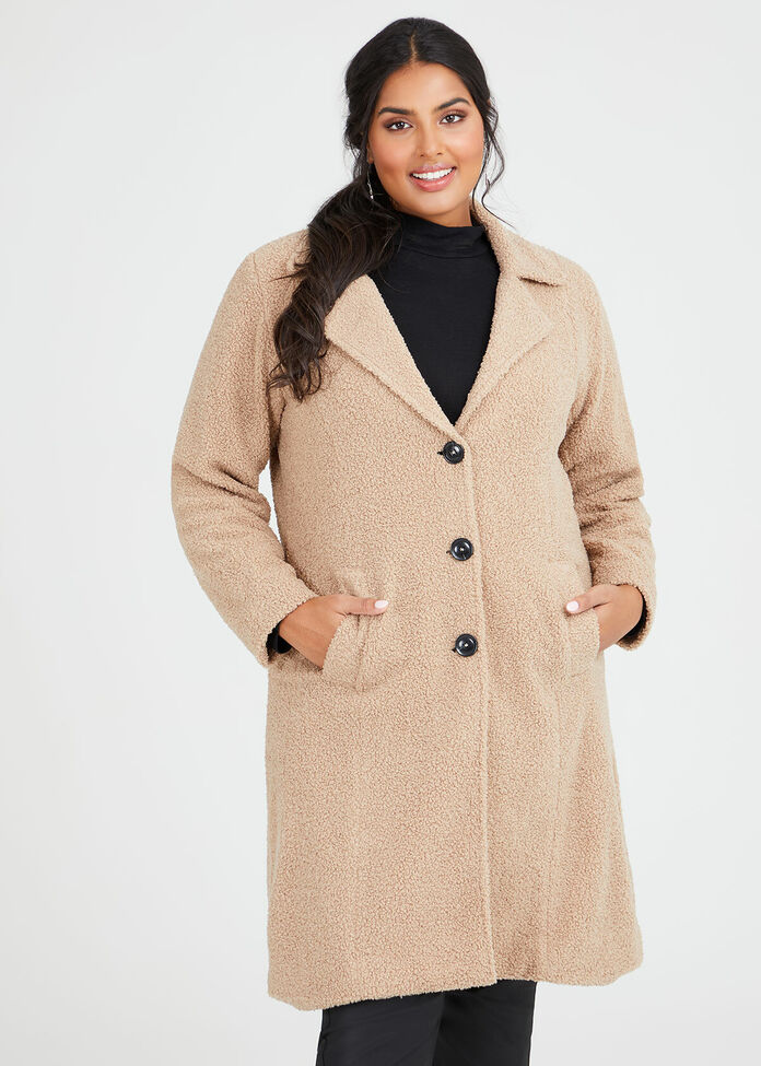 Teddy Boucle Coat, , hi-res