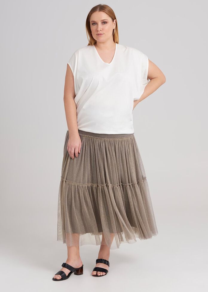 Gathered Tulle Skirt, , hi-res