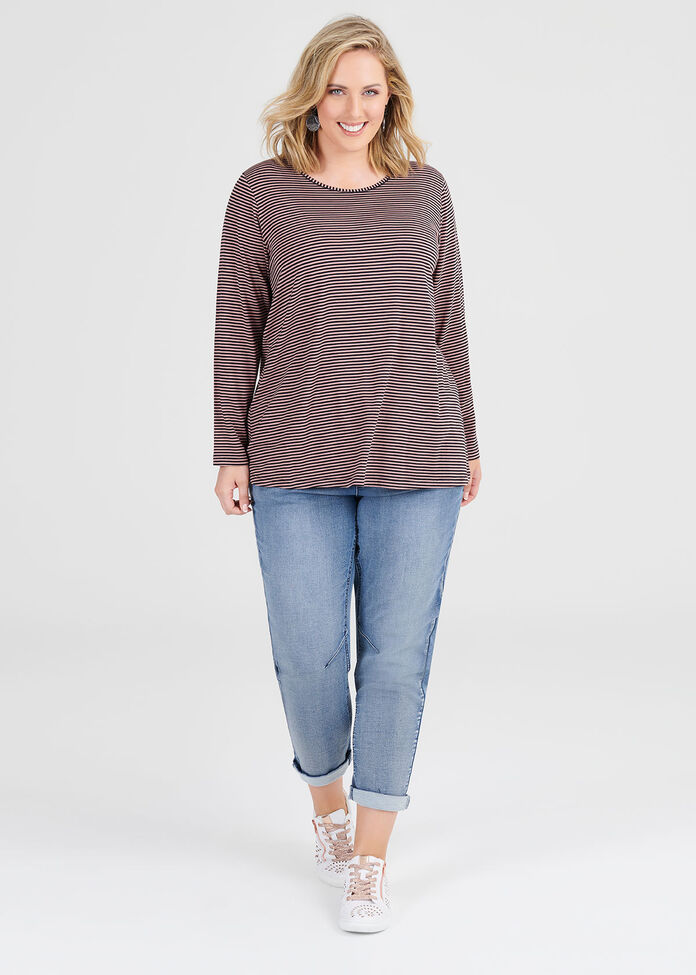 Wool Bamboo Stripe Top, , hi-res