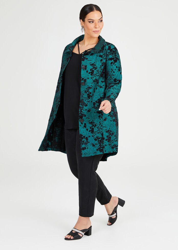 Emerald Jacquard Dress Coat, , hi-res