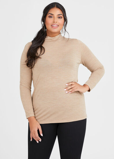 Plus Size Wool Bamboo Mock Neck Top