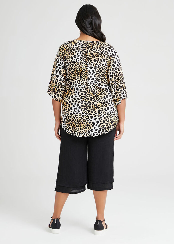 Natural Animalia Tie Neck Top, , hi-res