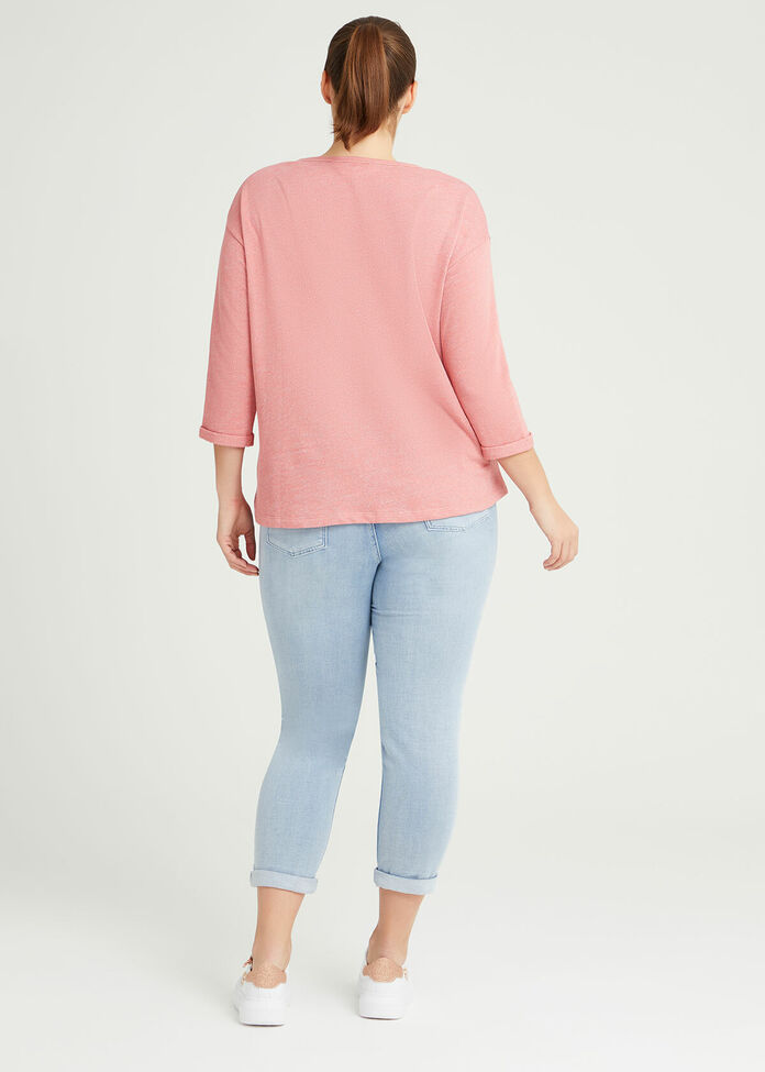 Cotton Henley Sweat Top, , hi-res