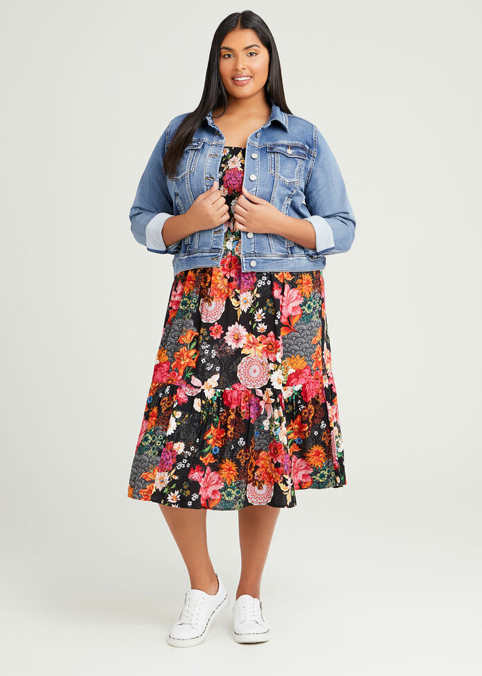 Natural Blooms Shirred Dress, , hi-res