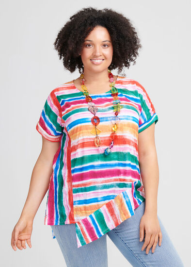 Plus Size Tropical Stripe Top