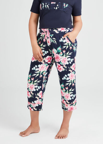 Plus Size Bamboo Bouquet Pyjama 3/4 Pant