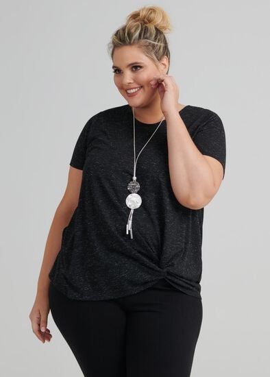 Plus Size Sparkles Knot Top