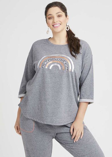 Plus Size Cotton Rainbow 3/4 Sweat