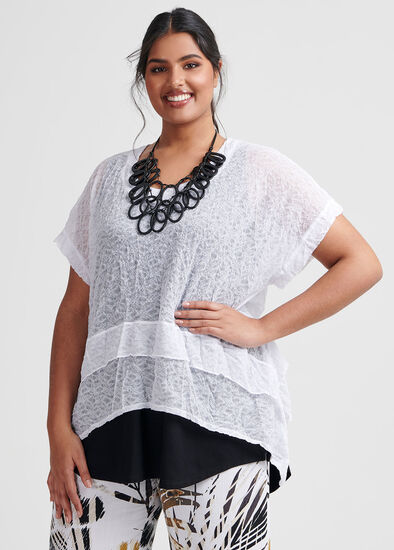 Plus Size Lace Mesh Top