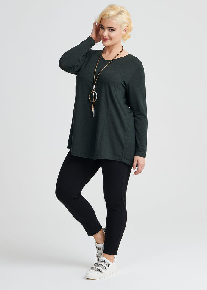 Wool Bamboo V-neck Top, , hi-res