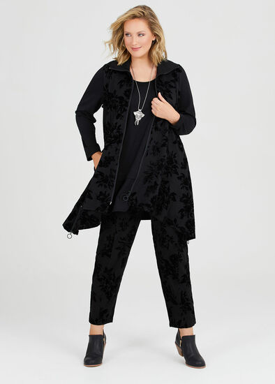 Plus Size Ponte Noir Flock Vest