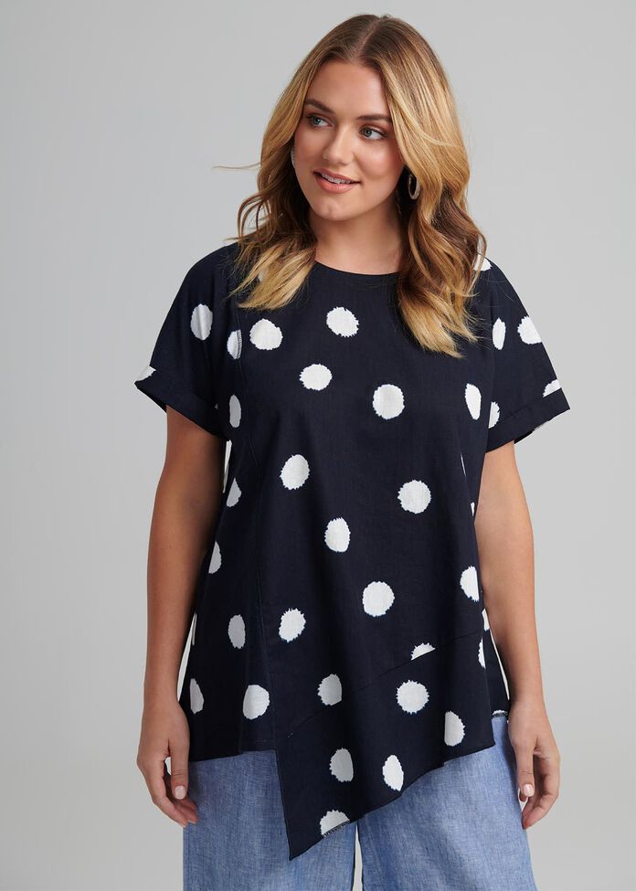 Shibori Spot Linen Top, , hi-res