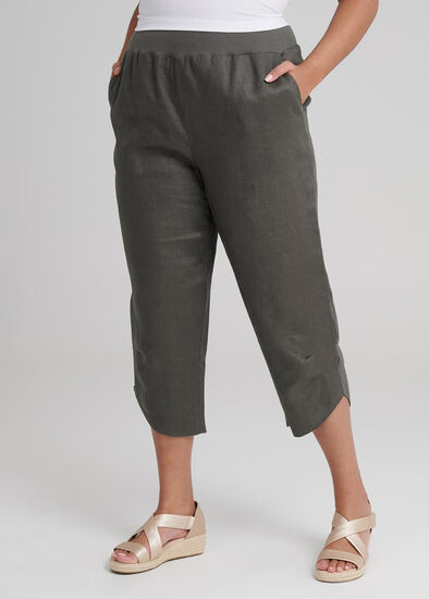 Plus Size Linen Bahati Crop Pant