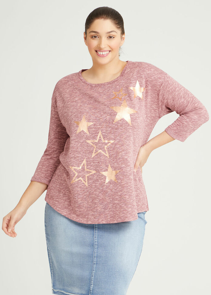 Cotton Sequin Star Top, , hi-res