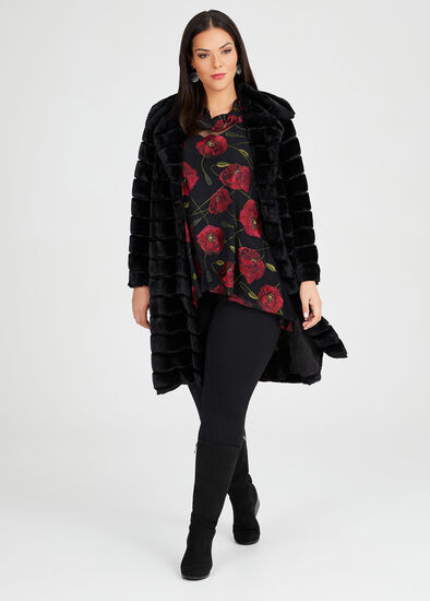 Plus Size Noir Faux Fur Coat