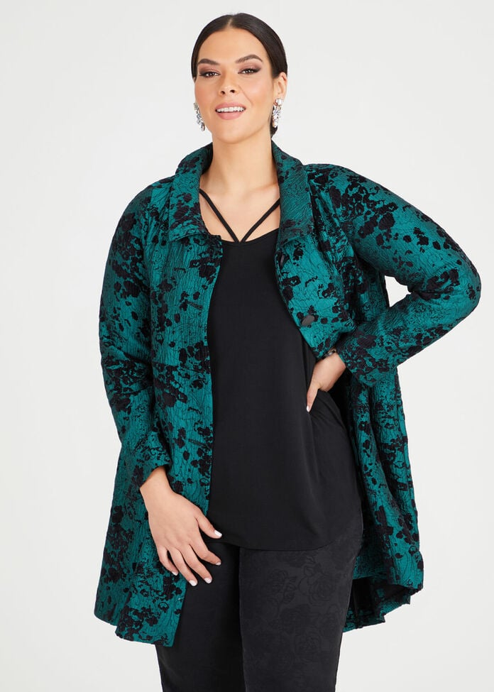 Emerald Jacquard Dress Coat, , hi-res