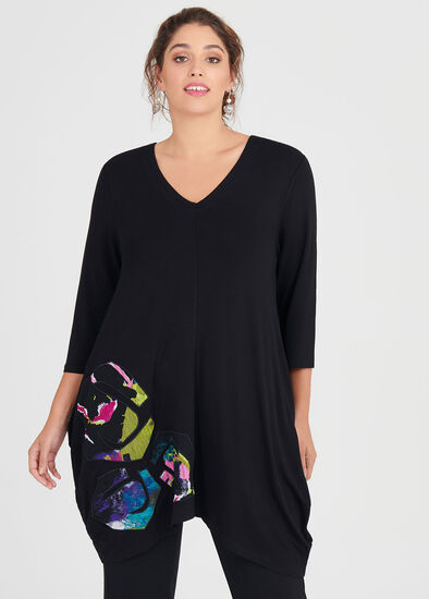 Plus Size Applique Natural Tunic