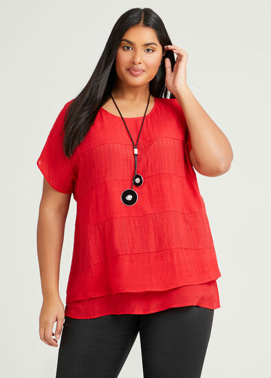 Plus Size Natural Embroidery Trim Top