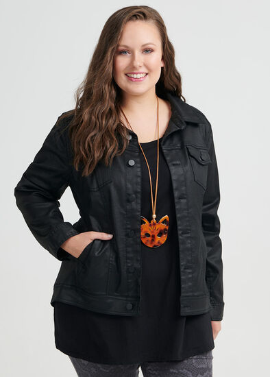 Plus Size Coated Denim Luxe Jacket