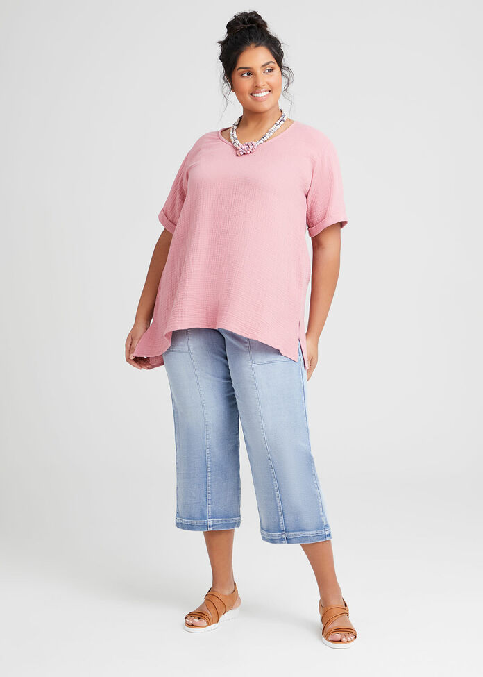 Cotton Double Gauze Top, , hi-res