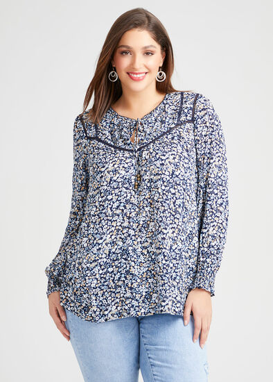 Plus Size Natural Floral Cluster Top