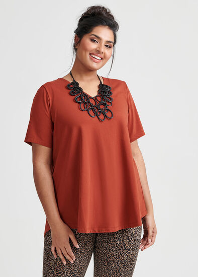 Plus Size Organic V-neck Swing Basic Tee