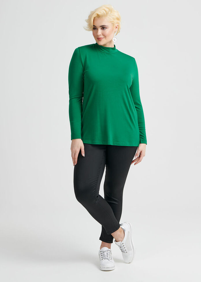 Wool Bamboo Mock Neck Top, , hi-res