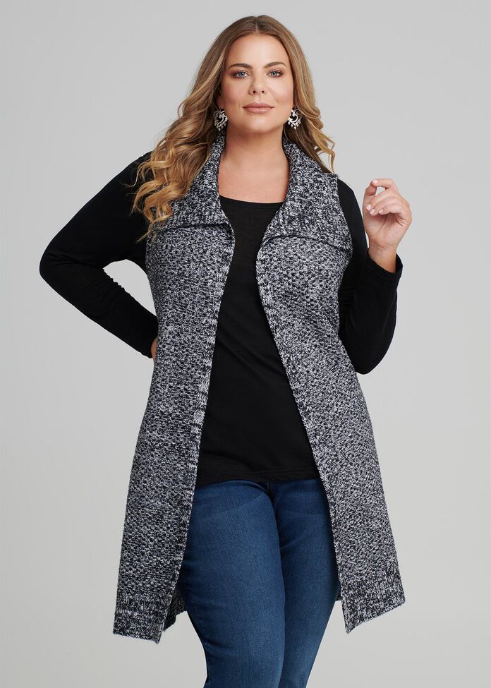 Textured Belted Vest, , hi-res