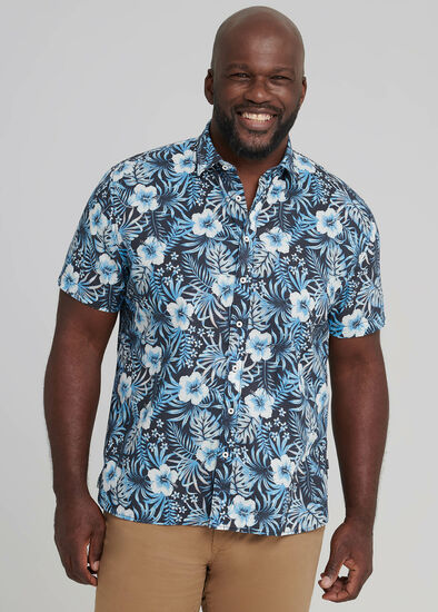 Plus Size Hibiscus Floral Shirt