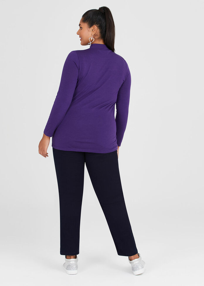 Wool Bamboo Mock Neck Top, , hi-res