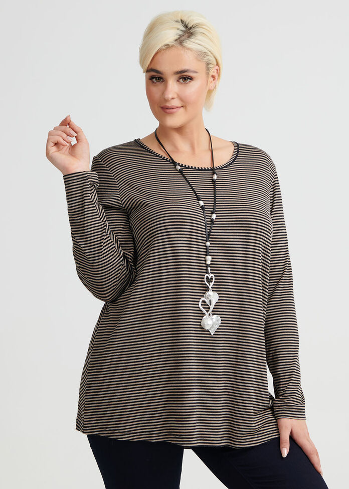 Wool Bamboo Stripe Top, , hi-res