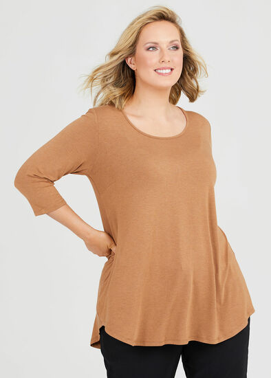 Plus Size Bamboo Base 3/4 Sleeve Top