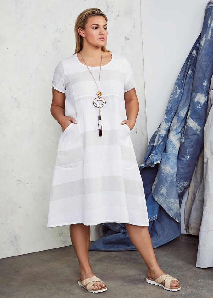 Felice Stripe Linen Dress, , hi-res