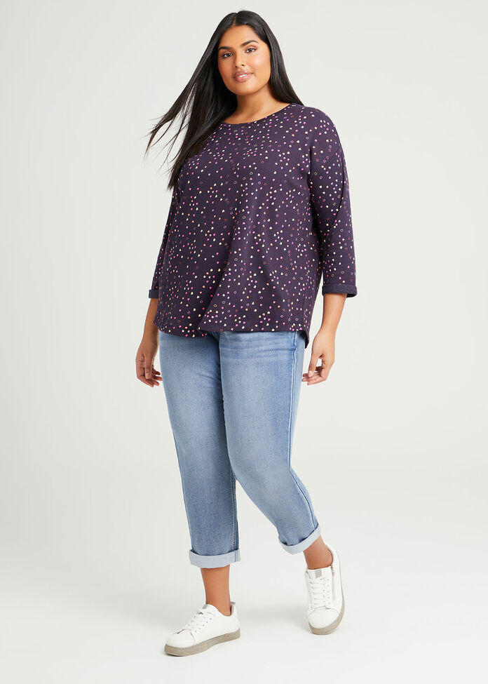 Cotton Mini Hearts Top, , hi-res