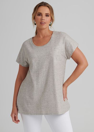 Plus Size Foil Spray Natural Top