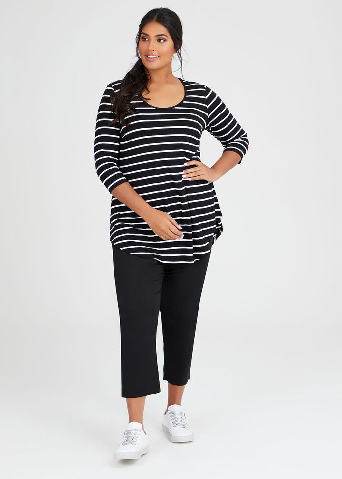 Bamboo Stripe 3/4 Sleeve Top, , hi-res