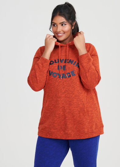 Plus Size Burnt Orange Melange Hoodie