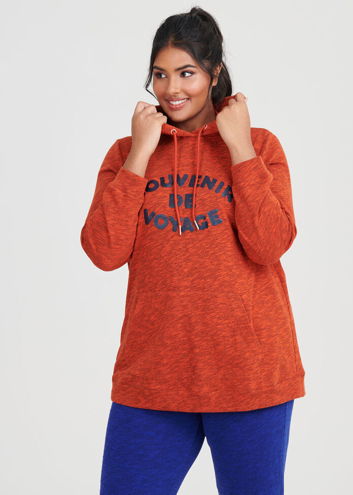 Burnt Orange Melange Hoodie, , hi-res