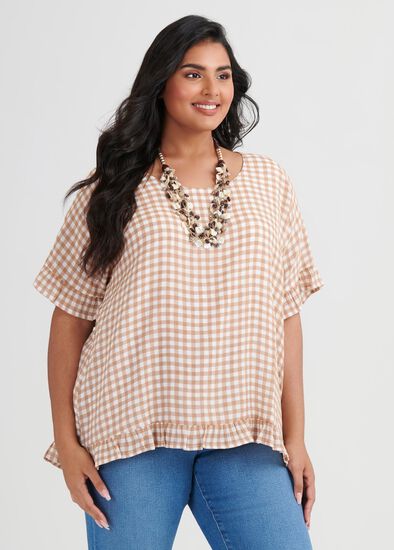 Plus Size Coastal Gingham Top