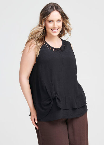 Plus Size Weaved Neck Top