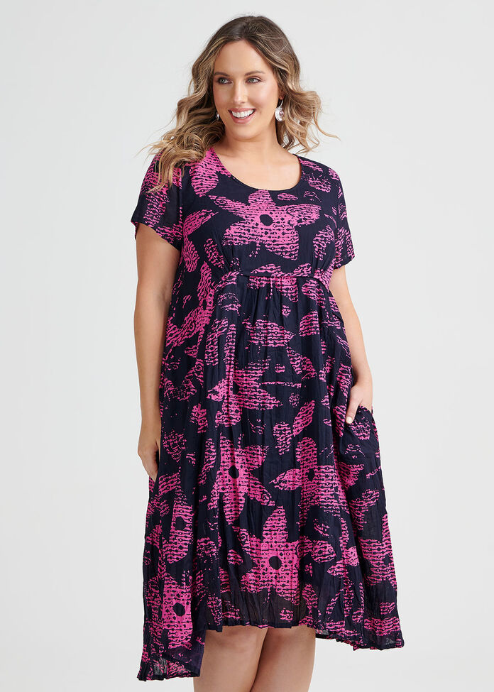 Cotton Floral Pop Dress, , hi-res