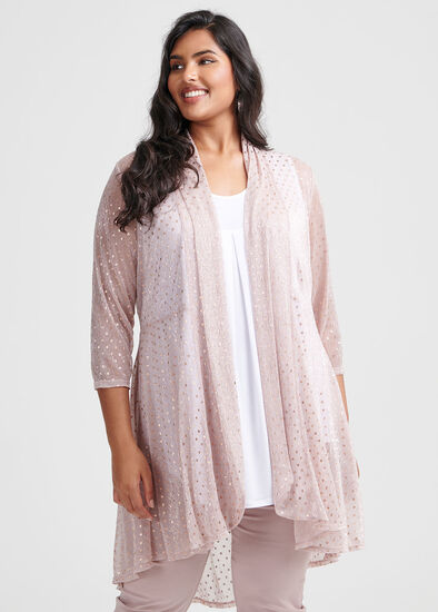 Plus Size Sparkle Mesh Cardi