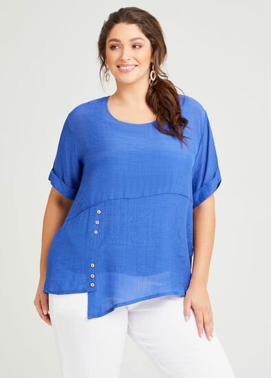 Plus Size Natural Layered Button Top