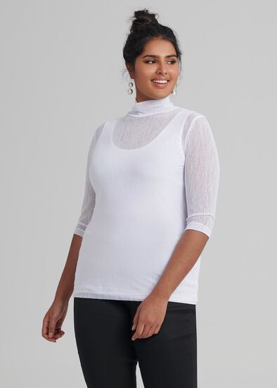 Plus Size High Neck Mesh Top