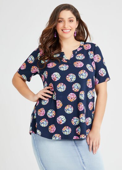 Plus Size Cotton Colour Burst Spot Top