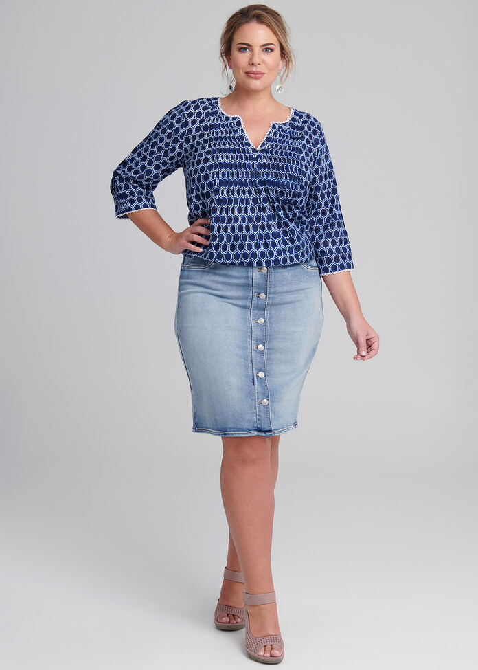 Button Denim Skirt, , hi-res