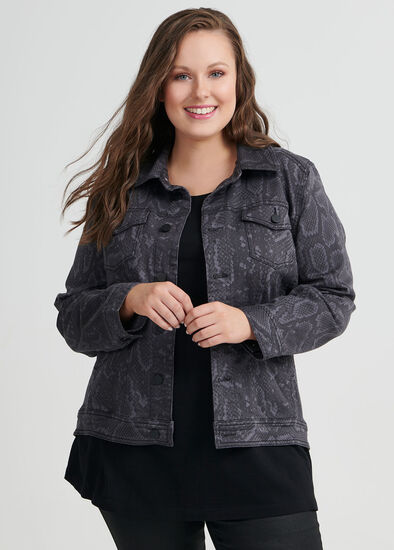 Plus Size Python Denim Jacket