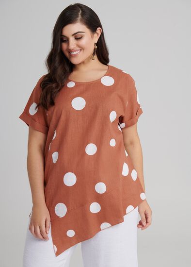 Plus Size Spring Dot Linen Top