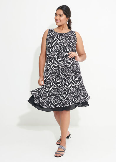 Plus Size Rose Print Dress